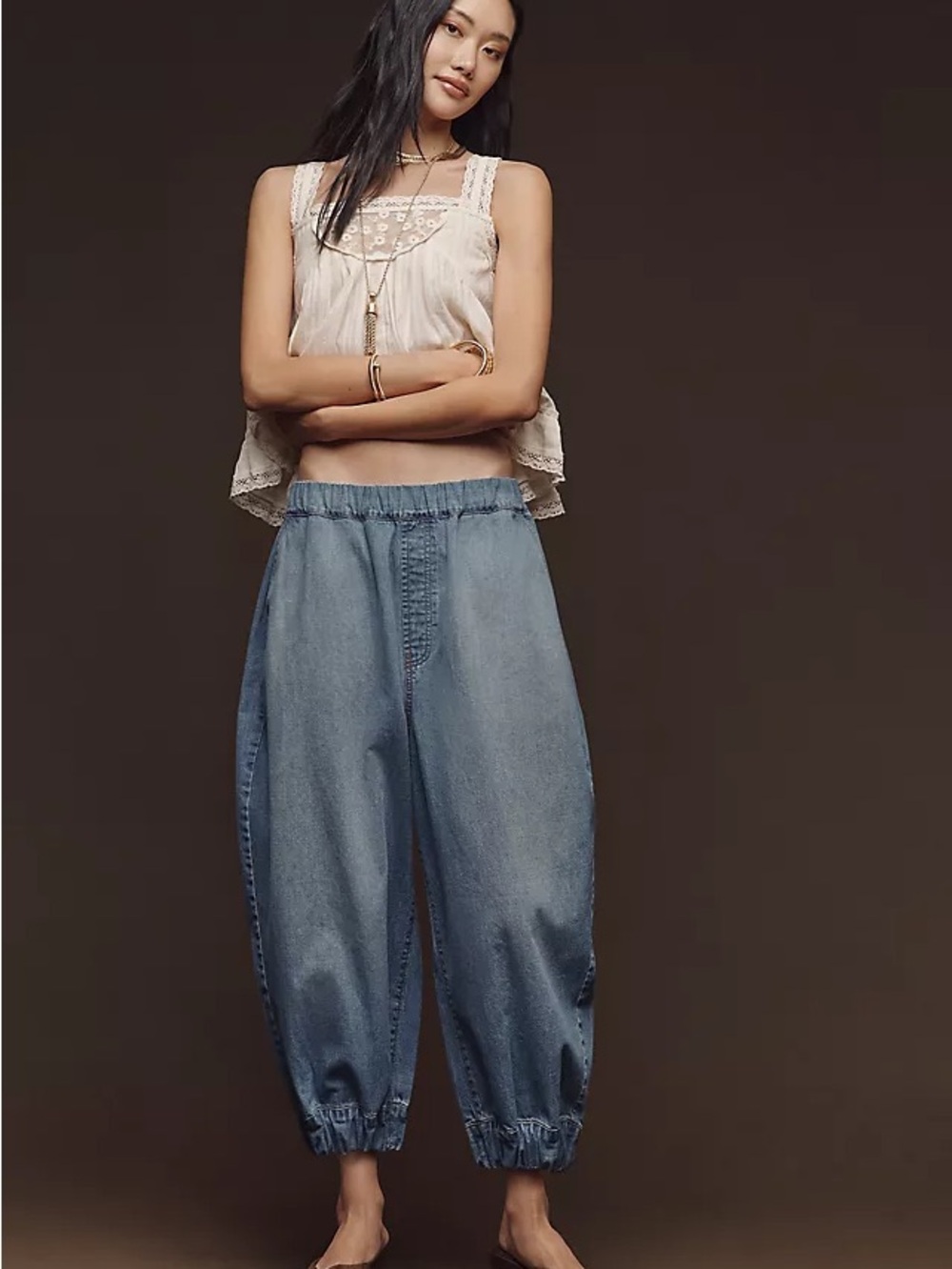 Caren Sport Light Denim Blue Cropped  Capri Pants